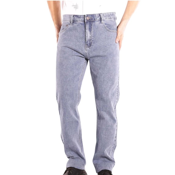 RYDCOT Men's Stretch Regular Fit Bootcut Flared Jeans Cotton Fashion Comfort Flex Waist Washed Denim Pants Size 30-56 Light Blue