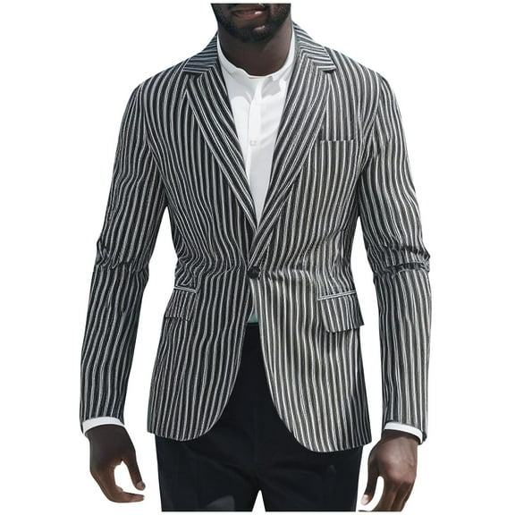 RYDCOT Men’s Striped Sport Coat – Slim Fit Pinstripe Blazer Suit Jacket for Men, Business Casual Dress Coat for Party Wedding Prom and Homecoming Dark Gray