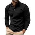 thumbnail image 1 of RYDCOT Men's Summer Casual Lapel Collar Button up Shirts Classic Long Sleeve Basic T-Shirt Lightweight Tops Black, 1 of 6