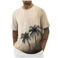 thumbnail image 1 of RYDCOT Men's Summer Graphic Coconut Tree Print Cotton Shirts Crew Neck Short Sleeve Tropical Ombre Tee Shirt Dark Gray, 1 of 5