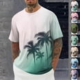 thumbnail image 1 of RYDCOT Men's Summer Graphic Coconut Tree Print Cotton Shirts Crew Neck Short Sleeve Tropical Ombre Tee Shirt White, 1 of 5