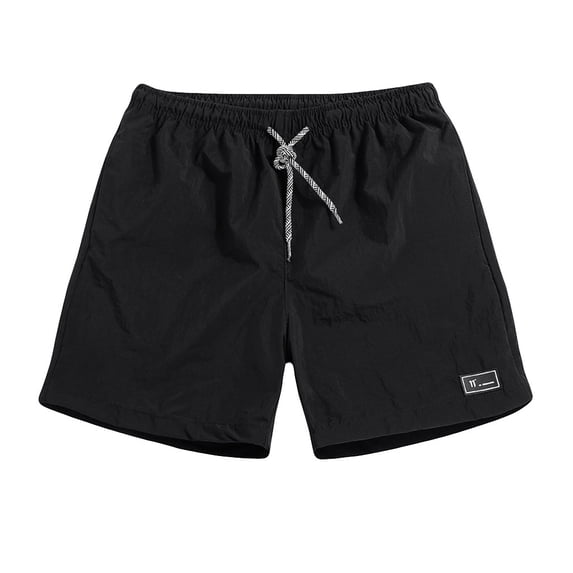 RYDCOT Men's Summer Plus Size Thin Fast-drying Beach Trousers Casual Sports Short Pants Black M