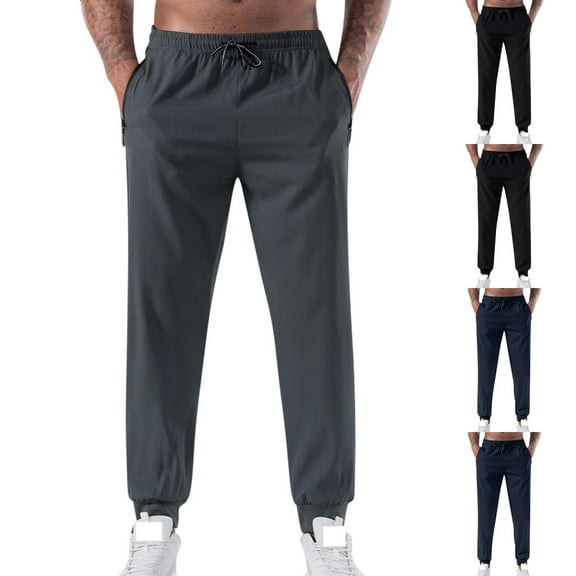 RYDCOT Men's Summer Solid Color Outdoor Casual Pants Elastic Waist Quick Dry Work Outdoor Pants Gray