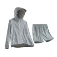 thumbnail image 1 of RYDCOT Men's Sun Protection Outdoor Casual Jacket with Pocket Full Zipper Long Sleeve Hoodie Shirt and Shorts Set Gray, 1 of 5