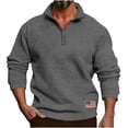 thumbnail image 1 of RYDCOT Men's Sweaters 1/4 Zip Cotton Sweater Pullover Polo Sweaters Fall Winter Warm Sweatshirts Dark Gray, 1 of 8
