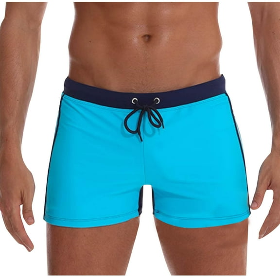 RYDCOT Men's Swimming Trunks No Liner Sport Boxer Swimwear Underwear Summer Beach Board Shorts Elastic Quick Dry Swimsuit Blue