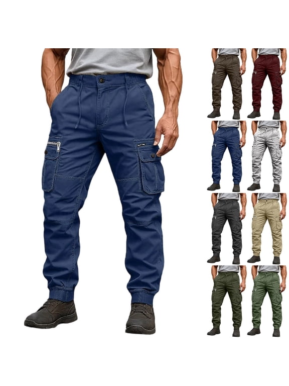 Men's Tactical Pants, Water Resistant Ripstop Cargo Pants, Lightweight Work Hiking Pants, Outdoor Apparel Wine