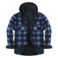 thumbnail image 1 of RYDCOT Men's Thicken Fleece Sherpa Lined Plaid Flannel Hooded Shirts Jackets Sweatshirt Hoodies with Quilted Lined,2 Pockets&Snap Blue, 1 of 5
