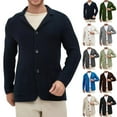 thumbnail image 1 of RYDCOT Men's Thickened Solid Color Knitted Sweater Fall and Winter Lapel Collar Single-Breasted Warm Cardigan Jacket White, 1 of 7