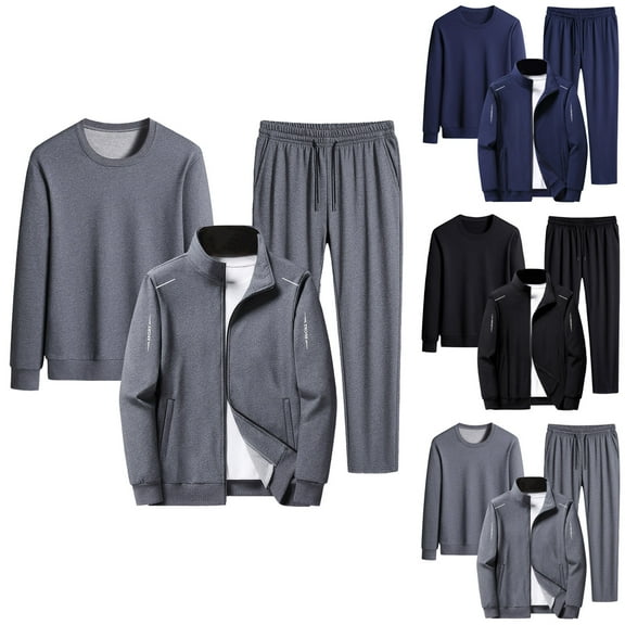 RYDCOT Men's Track Suits 2 Piece Casual Athletic Stand up Collar Long Sleeve Top Elastic Waist Drawstring Long Pants Full Zip Sets Gray