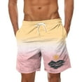 thumbnail image 1 of RYDCOT Men's Tropical Print Hawaiian Shorts Gradient Summer Beach Shorts with Pockets Pink, 1 of 3