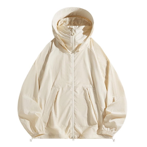 RYDCOT Men's UPF 50+ Sun Protection Lightweight Hoodie Performance Long Sleeve SPF UV Shirt for Fishing Running Beige