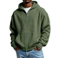 thumbnail image 1 of RYDCOT Men's Waffle Full Zip up Hoodie Lightweight Hooded Sweatshirt Jackets with Kanga Pocket Army Green, 1 of 7