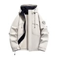 thumbnail image 1 of RYDCOT Men's Warm Jacket Winter Solid Color Long Sleeved Hooded Workwear Coat Waterproof Hooded Jacket White, 1 of 9