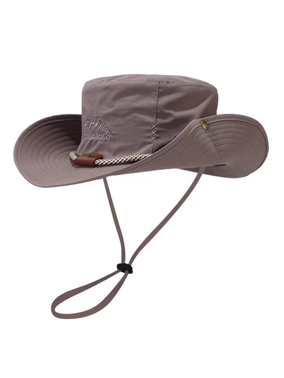 Men's Wide Brim Sun Hat UPF 50+ Waterproof, Packable Breathable Mesh Boonie Bucket Cap for Hiking Fishing Sai Dark Gray