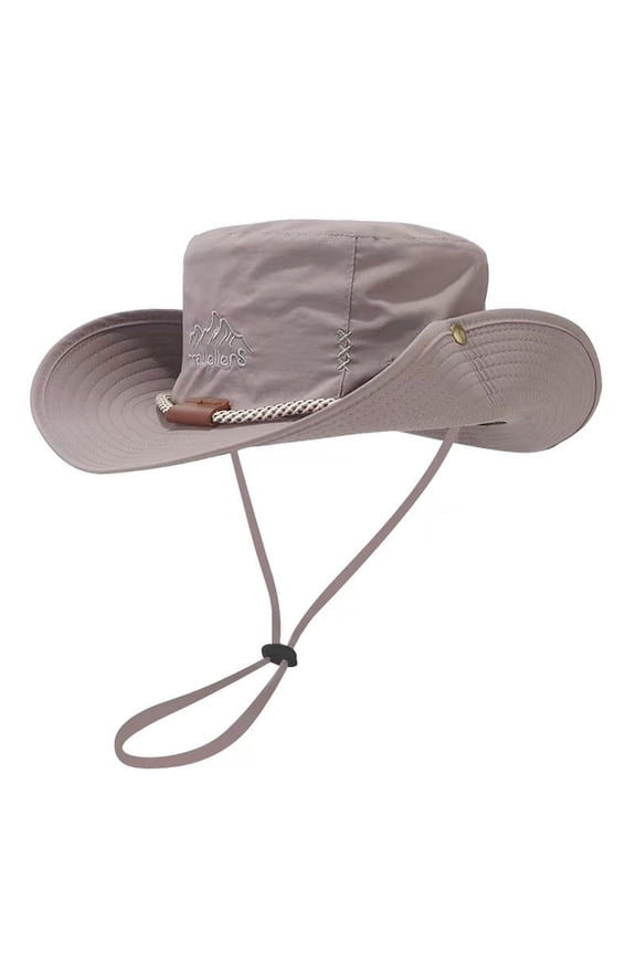 Men's Wide Brim Sun Hat UPF 50+ Waterproof, Packable Breathable Mesh Boonie Bucket Cap for Hiking Fishing Sai Gray