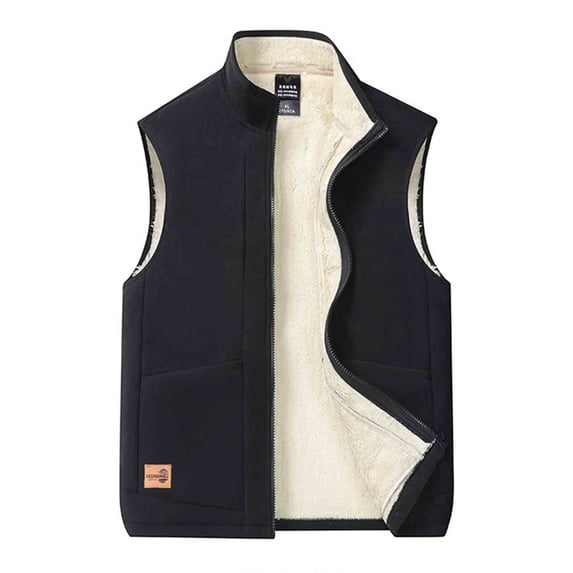 RYDCOT Men's Winter Vest Casual Full Zip Lightweight Vest Outerwear Warm Polar Fleece Top Black