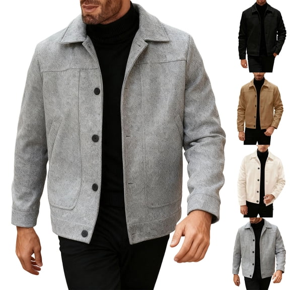 RYDCOT Men's Wool Blend Quilted Lined Single Breasted Pea Coat Winter Warm Classic Notched Collar Short Overcoat Bomber Jacket Khaki