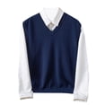thumbnail image 1 of RYDCOT Men's Wool Blended Vest Sweater Slim Fit V Neck Sleeveless Sweaters Vest Knitted Pullover Knitwear Navy, 1 of 7