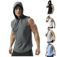 thumbnail image 1 of RYDCOT Men's Workout Quick Drying Hooded Tank Tops Sleeveless Gym Training Hoodies Bodybuilding Muscle Cut off T Shirt White, 1 of 6