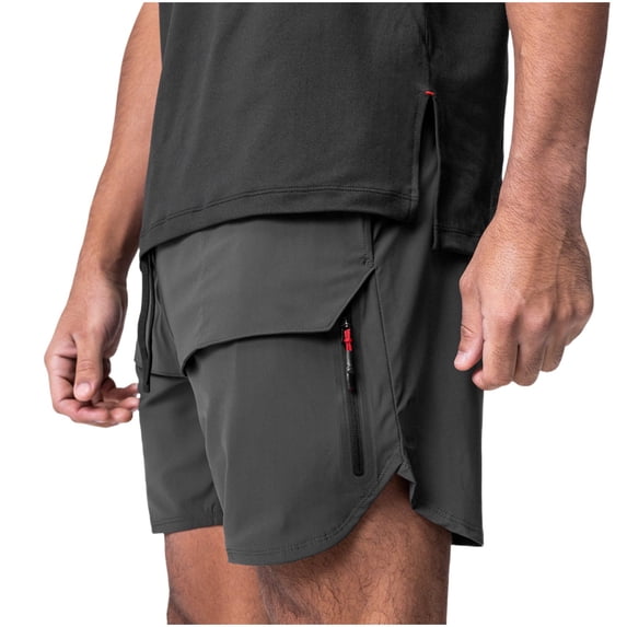 RYDCOT Men's Workout Running Shorts Quick Dry Active 5 Inches Shorts with Zipper Pockets, Lightweight, Breathable Dark Gray