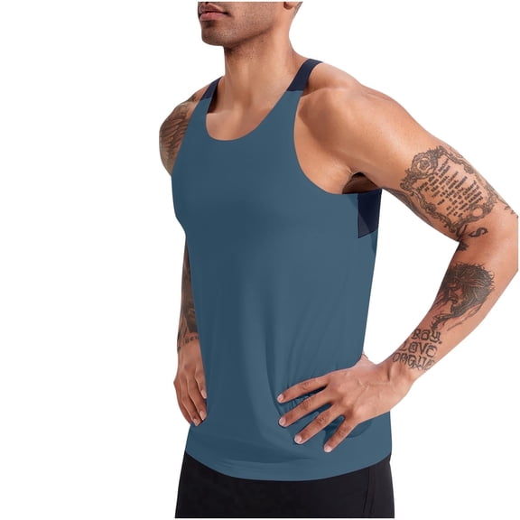 RYDCOT Men's Workout Tank Top Mesh Sleeveless Gym Muscle T Shirts Quick Dry Breathable Bodybuilding Shirt Summer Athletic Tank Tops Gray