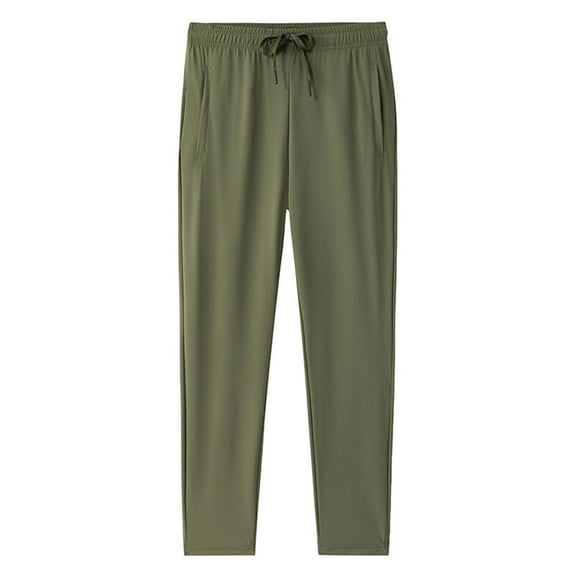 RYDCOT Men's Yoga Lounge Long Ice Silk Pants, Relaxed Fit, Casual Sleep Wear, Comfortable Pajama Bottoms Army Green