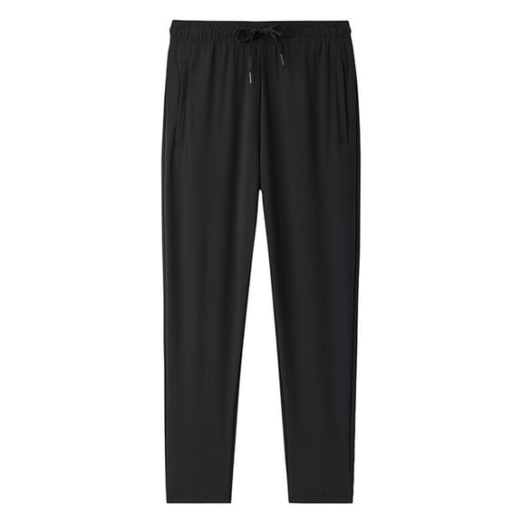 RYDCOT Men's Yoga Lounge Long Ice Silk Pants, Relaxed Fit, Casual Sleep Wear, Comfortable Pajama Bottoms Black