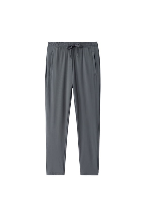 Men's Yoga Lounge Long Ice Silk Pants, Relaxed Fit, Casual Sleep Wear, Comfortable Pajama Bottoms Gray