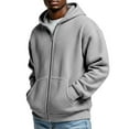 thumbnail image 1 of RYDCOT Men's Zip up Hoodie Long Sleeve Drawstring Waffle Knit Lightweight Hooded Sweatshirt Cardigan Sweater with Kanga Pocket Gray, 1 of 8