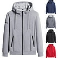 thumbnail image 1 of RYDCOT Men's Zip up Hoodie Solid Color Long Sleeve Hooded Casual Jacket Fashion Casual Sweatshirt Red, 1 of 3