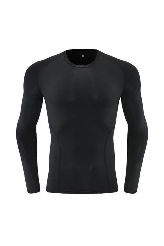 Men's thermal Compression Shirts, Long Sleeve Fleece Lined Undershirt, Cold Weather Workout Athletic Base Layer Top Black