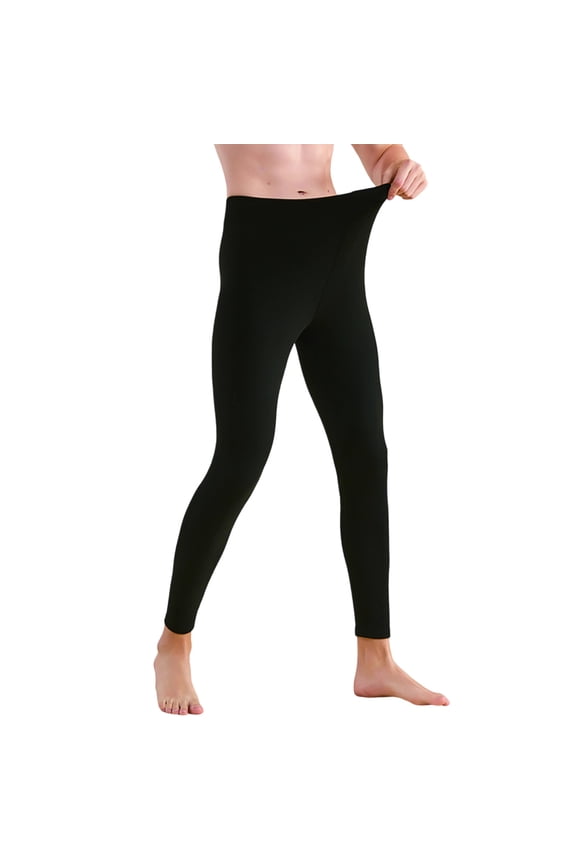 Men's thermal Pants Fleece Lined Long Johns Compression Brushed Inner Bottom Leggings Athletic Base Layer Cold Weather Gear Black