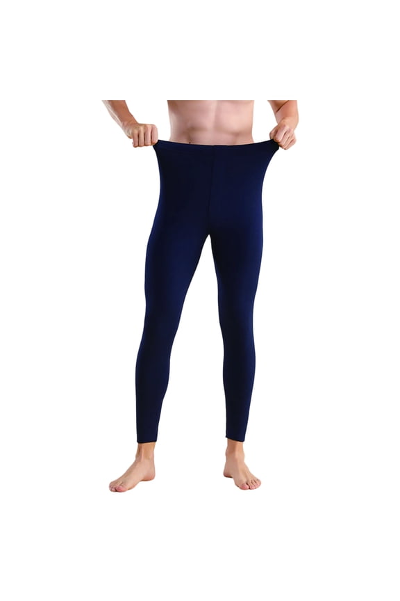 Men's thermal Pants Fleece Lined Long Johns Compression Brushed Inner Bottom Leggings Athletic Base Layer Cold Weather Gear Navy