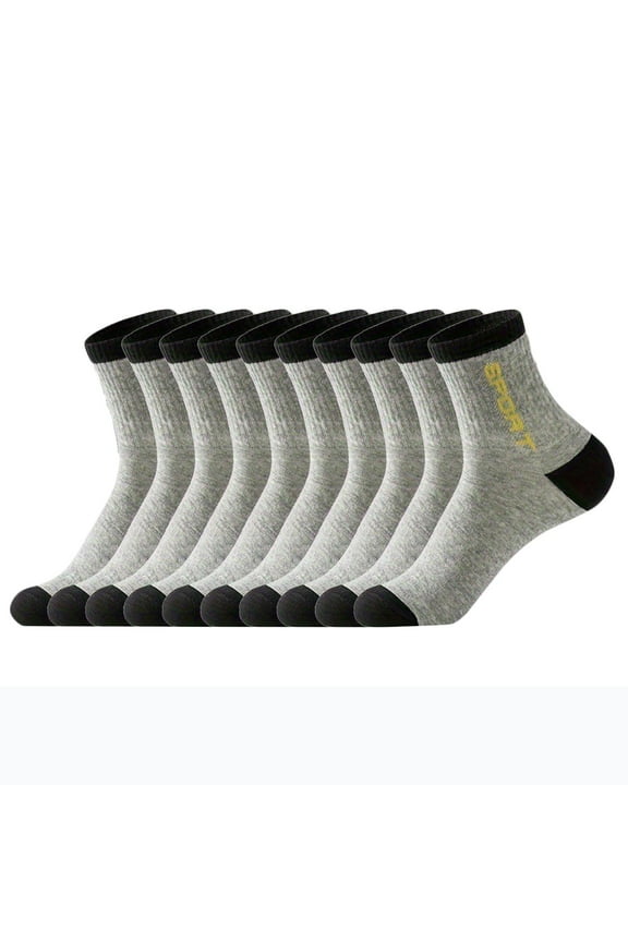 Mens 100% Cotton Ankle Socks, Athletic Cushioned Performance Running Moisture Wicking Breathable Socks 5 Pairs Free Size Light Gray