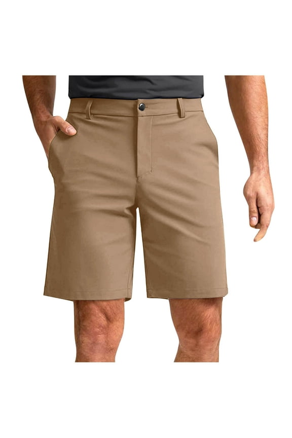 Mens 7"/9" Stretch Golf Shorts - Lightweight Hybrid Casual Dress Work Flat Front Shorts with 5 Pockets Quick Dry UPF50 Khaki
