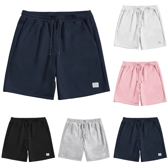 RYDCOT Mens Athletic Gym Sweat Shorts 5.5" Elastic Waist Casual Pajama Pocket Jogger Men Workout Short Pants White