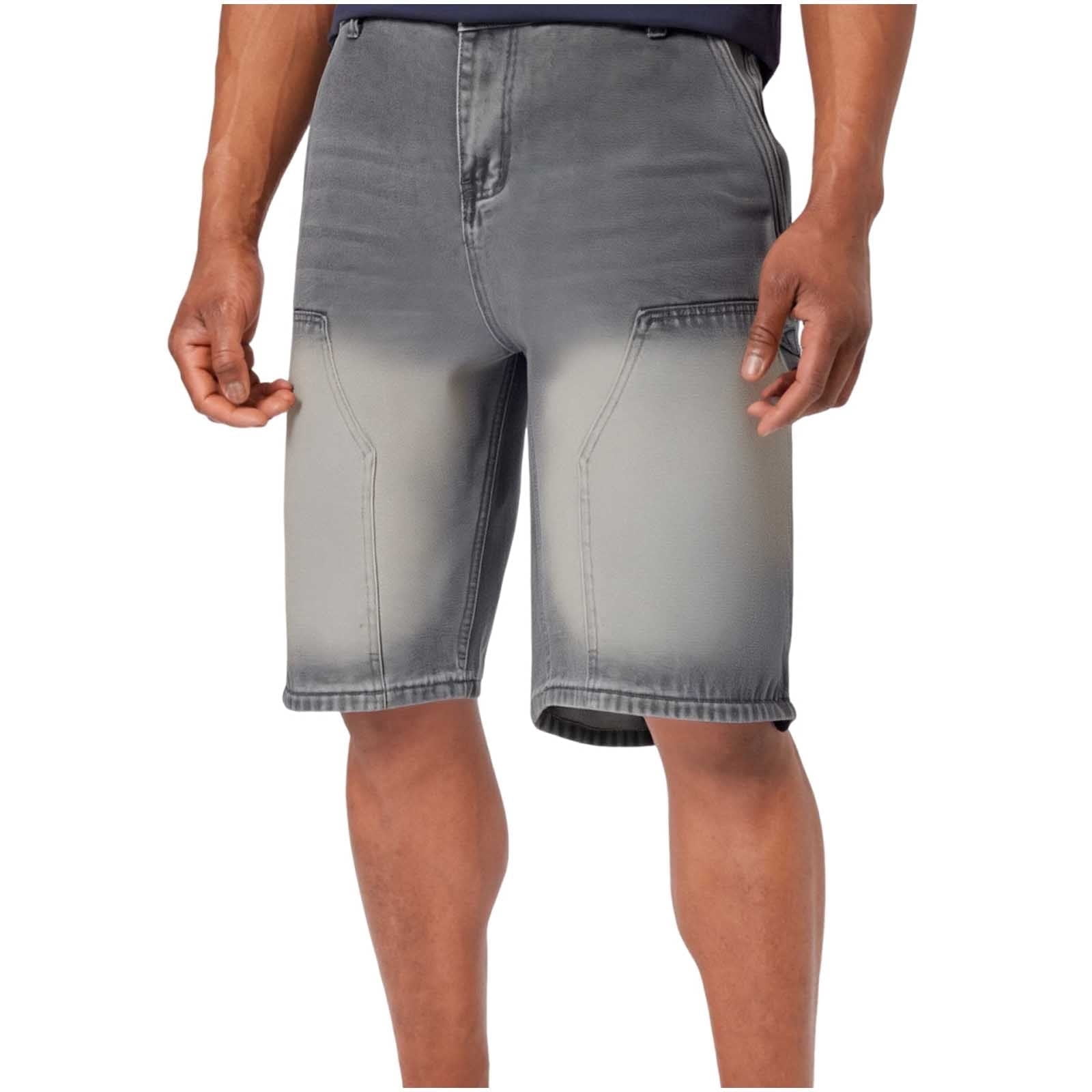 RYDCOT Mens Baggy Jean Shorts Loose Fit Acid Washed Long Denim Shorts ...