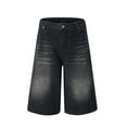 thumbnail image 1 of RYDCOT Mens Baggy Jean Shorts Loose Fit Vintage Distressed Washed Wide Leg Jorts Y2K Streetwear Hip Hop Casual Long Denim Shorts Black, 1 of 5