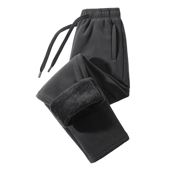 RYDCOT Mens Baggy Polar Fleece Sweatpants Open Bottom Fleece Lined Workout Casual Joggers Elastic Waist Drawstring Straight Leg Pants (Available in Big & Tall) Dark Gray