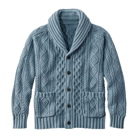 RYDCOT Mens Cardigan Sweater Knit Button Down V-neck Casual Long Sleeve Fall Winter Sweaters Blue
