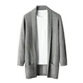 thumbnail image 1 of RYDCOT Mens Cardigan Sweater Shawl Collar Cable Knit Cardiagn Long Winter Open Front Sweaters with Pockets Slim Fit Long Trench Coat Dark Gray, 1 of 9