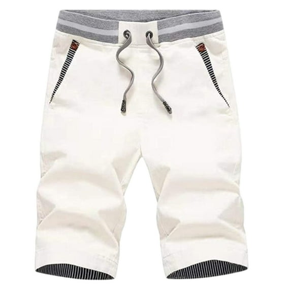 RYDCOT Mens Casual Comfortable Workout Shorts Drawstring Zipper Pockets Elastic Shorts Gray S