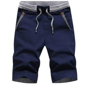 RYDCOT Mens Casual Comfortable Workout Shorts Drawstring Zipper Pockets Elastic Shorts Navy XL