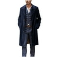 thumbnail image 1 of RYDCOT Mens Casual Fashion Trench Coat Slim Fit Lapel Collar Fall Winter Single Breasted Coat Warm Overcoat with Pocket Navy, 1 of 6