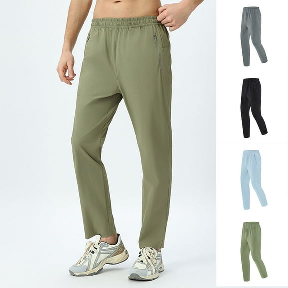 RYDCOT Mens Casual Pants Elastic Waist Joggers Sweatpants with Pockets Solid Color Outdoor Sports Pants Light Blue 10(XL)