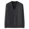 thumbnail image 1 of RYDCOT Mens Casual Slim Fit Cardigans V-Neck Basic Designed Long Sleeve Button Down Knit Sweater with Pockets Black, 1 of 4