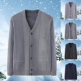 thumbnail image 1 of RYDCOT Mens Casual Slim Fit Cardigans V-Neck Basic Designed Long Sleeve Button Down Knit Sweater with Pockets Navy, 1 of 7