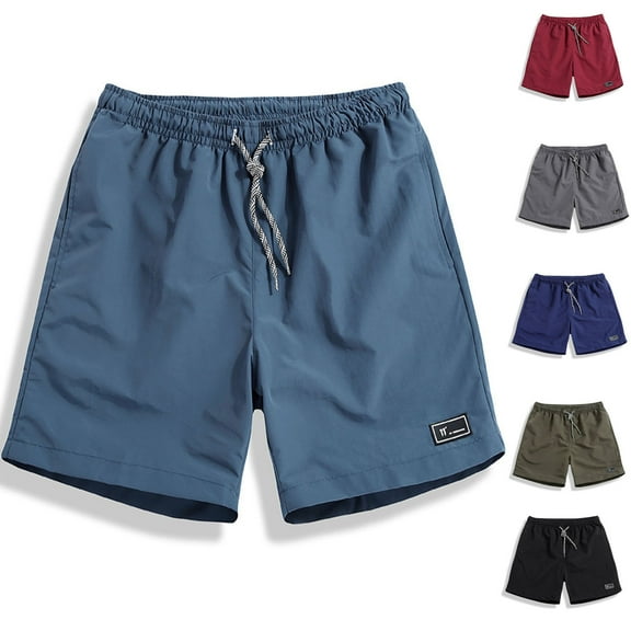 RYDCOT Mens Casual Solid Color Shorts Mid Waist Drawstring Shorts Lightweight Summer Shorts Wine 10(XL)