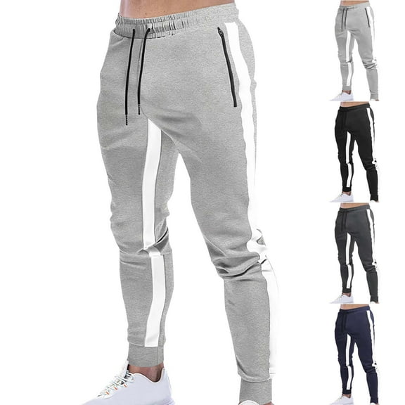 RYDCOT Mens Color Block Casual Elastic Waist Drawstring Sweatpants Athletic Workout Running Jogger Pants with Pocket Gray